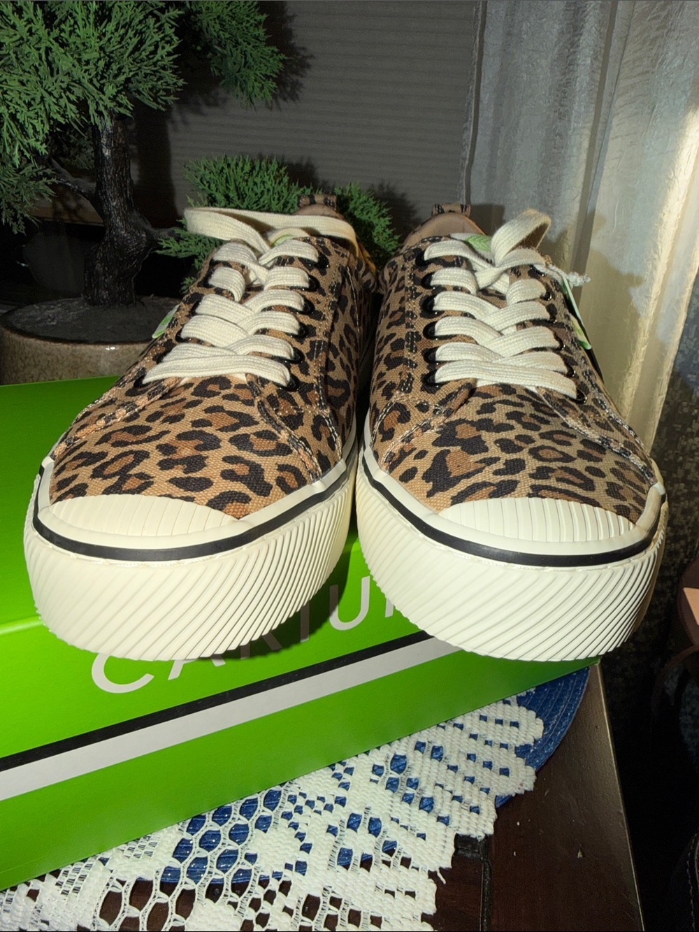 Cariuma Leopard Print Canvas Sneakers in Brown and Cream - Picture 5 of 7